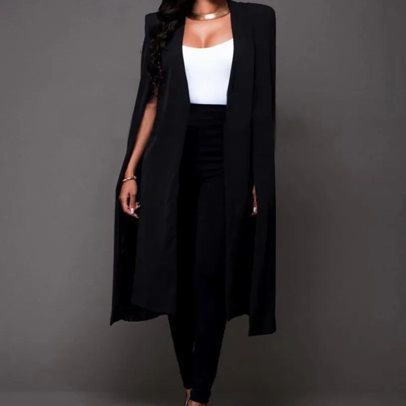 Women's Polyester Long-Sleeved Loose Long Cardigan